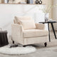 Fauteuil beige 29,53 en chenille avec cadre et coussins en bois massif