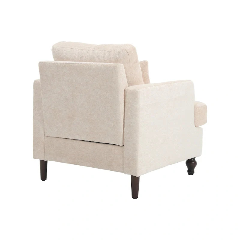 Fauteuil beige 29,53 en chenille avec cadre et coussins en bois massif
