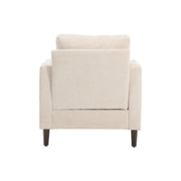 Fauteuil beige 29,53 en chenille avec cadre et coussins en bois massif