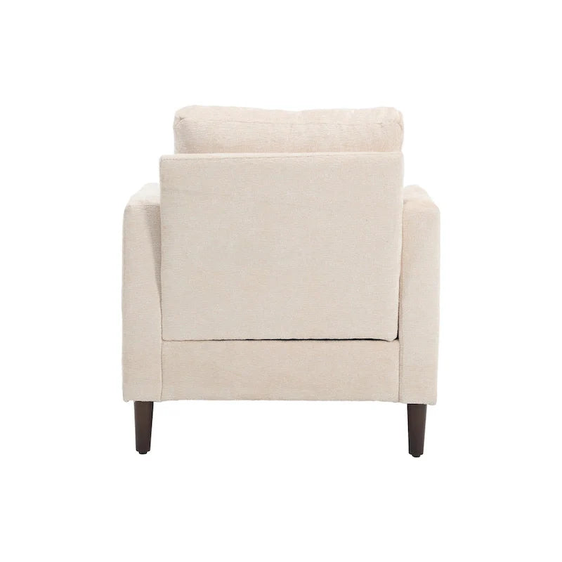 Fauteuil beige 29,53 en chenille avec cadre et coussins en bois massif