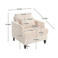 Fauteuil beige 29,53 en chenille avec cadre et coussins en bois massif