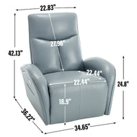 Fauteuil inclinable électrique pivotant et à bascule en cuir, pivotement max 270 degrés, mécanisme robuste avec USB et Type-C