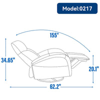 Fauteuil inclinable électrique pivotant et à bascule en cuir, pivotement max 270 degrés, mécanisme robuste avec USB et Type-C