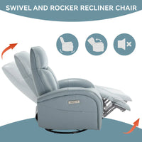 Fauteuil inclinable électrique pivotant et à bascule en cuir, pivotement max 270 degrés, mécanisme robuste avec USB et Type-C