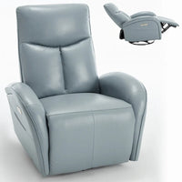 Fauteuil inclinable électrique pivotant et à bascule en cuir, pivotement max 270 degrés, mécanisme robuste avec USB et Type-C