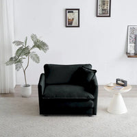 Ensemble de canapés 3 pièces en chenille noire avec causeuse et 2 canapés simples