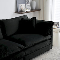Ensemble de canapés 3 pièces en chenille noire avec causeuse et 2 canapés simples