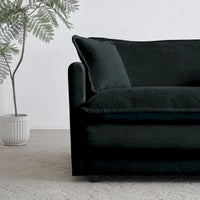 Ensemble de canapés 3 pièces en chenille noire avec causeuse et 2 canapés simples