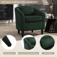 Fauteuil tonneau rembourré Emerald 24.8 avec pieds en bois et oreillers