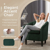 Fauteuil tonneau rembourré Emerald 24.8 avec pieds en bois et oreillers