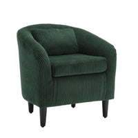Fauteuil tonneau rembourré Emerald 24.8 avec pieds en bois et oreillers