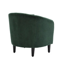 Fauteuil tonneau rembourré Emerald 24.8 avec pieds en bois et oreillers