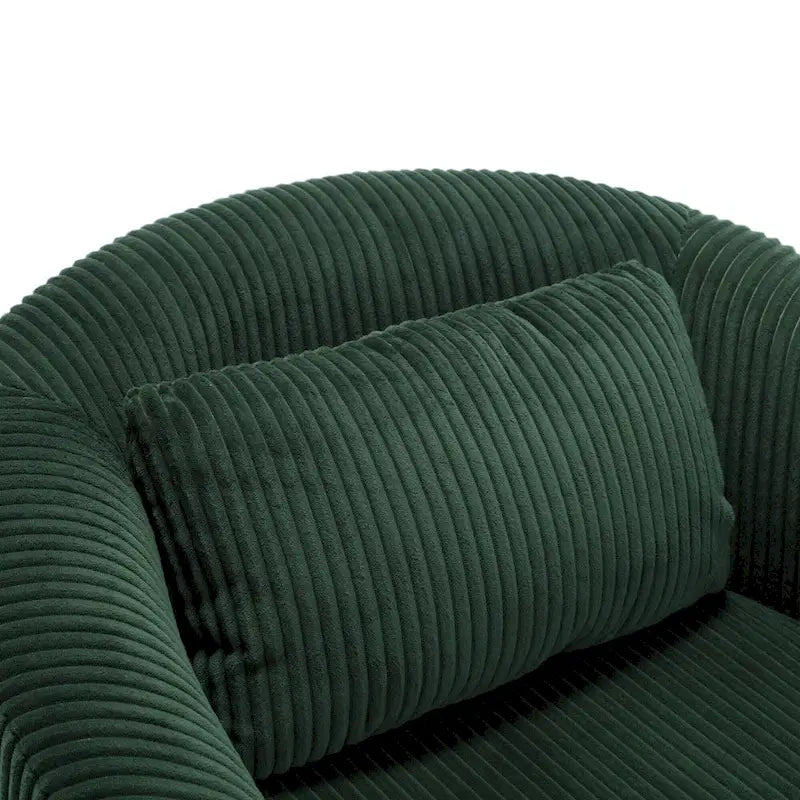 Fauteuil tonneau rembourré Emerald 24.8 avec pieds en bois et oreillers