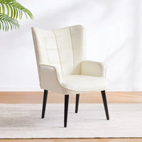 Fauteuil d'appoint moderne crème en similicuir de 24,4 po