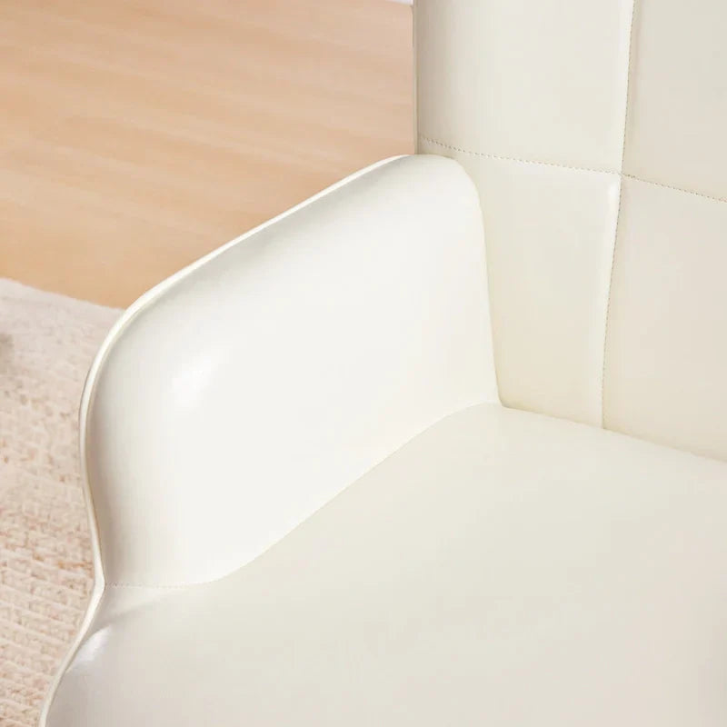 Fauteuil d'appoint moderne crème en similicuir de 24,4 po
