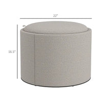 Table basse ottomane de rangement ronde avec plateau de service réversible, Gris