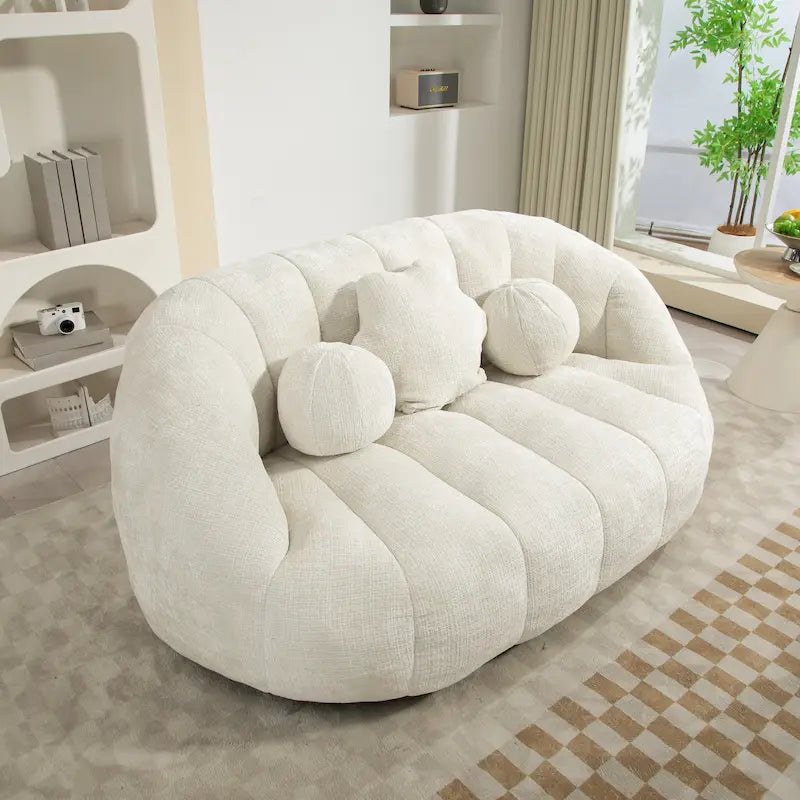Fauteuil de détente blanc 63.78 rembourré en chenille avec mousse haute densité