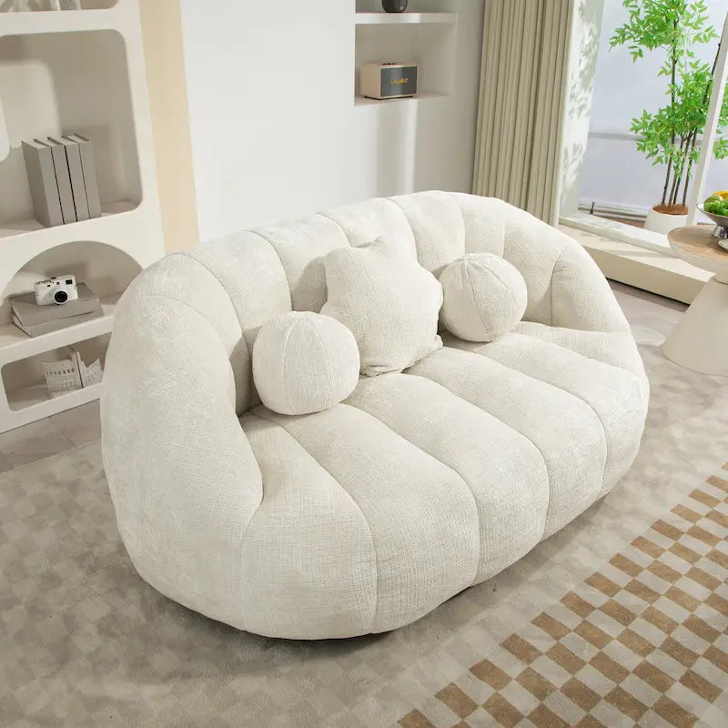Fauteuil de détente blanc 63.78 rembourré en chenille avec mousse haute densité