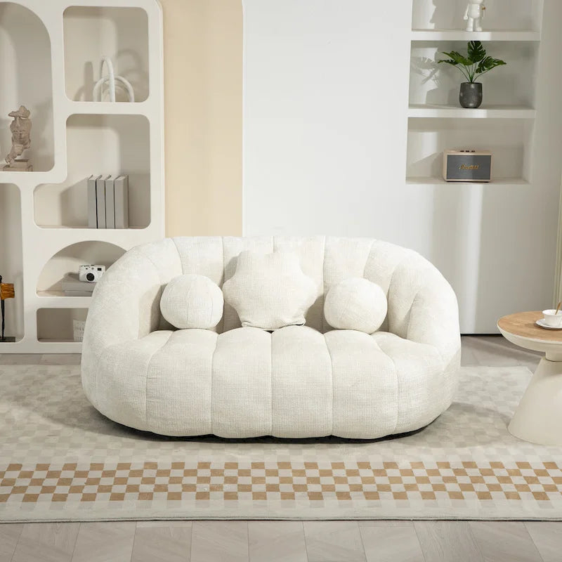 Fauteuil de détente blanc 63.78 rembourré en chenille avec mousse haute densité
