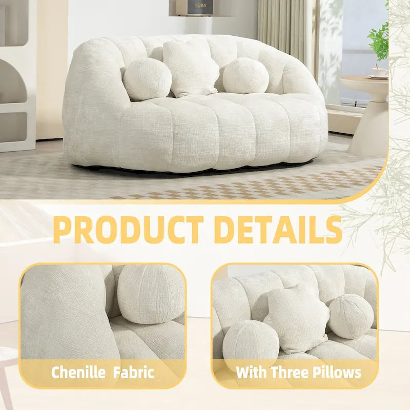 Fauteuil de détente blanc 63.78 rembourré en chenille avec mousse haute densité