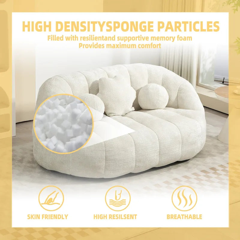 Fauteuil de détente blanc 63.78 rembourré en chenille avec mousse haute densité