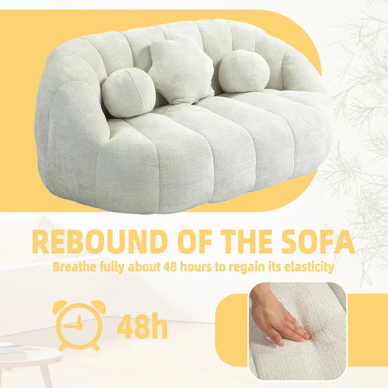 Fauteuil de détente blanc 63.78 rembourré en chenille avec mousse haute densité
