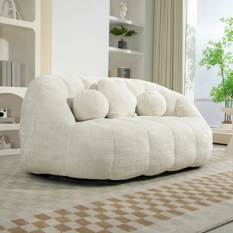 Fauteuil de détente blanc 63.78 rembourré en chenille avec mousse haute densité