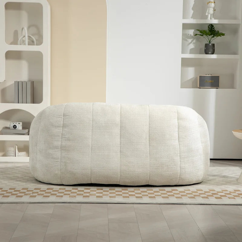 Fauteuil de détente blanc 63.78 rembourré en chenille avec mousse haute densité