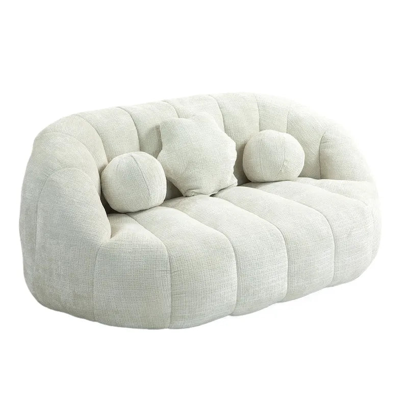 Fauteuil de détente blanc 63.78 rembourré en chenille avec mousse haute densité