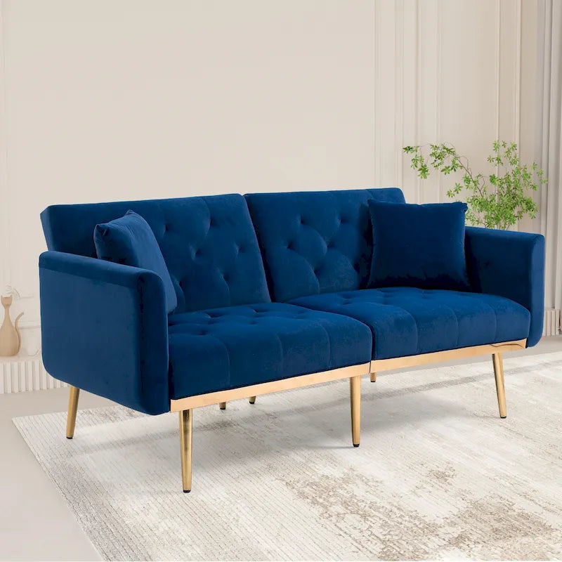 65,35 Canapé-lit futon en velours avec dossier réglable