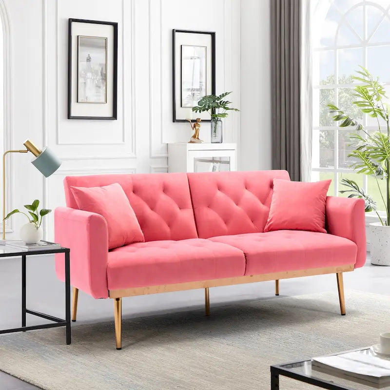 65,35 Canapé-lit futon en velours avec dossier réglable