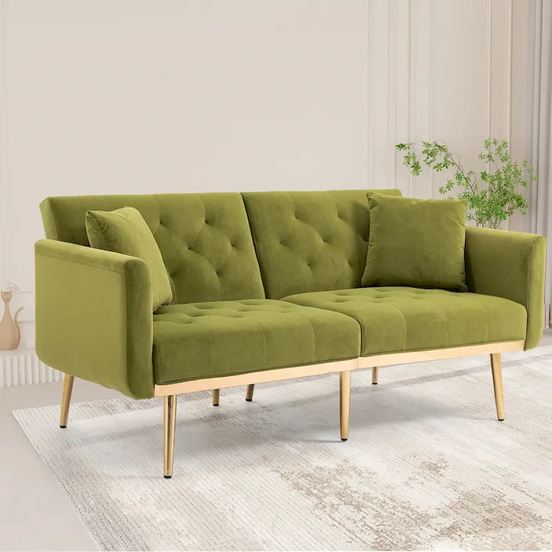 65,35 Canapé-lit futon en velours avec dossier réglable