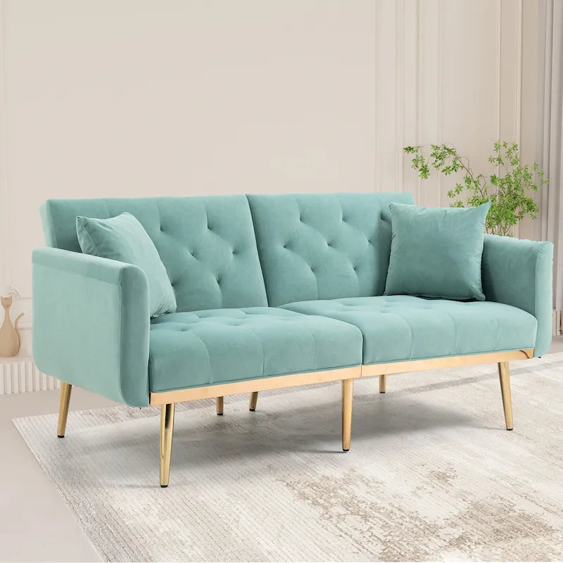65,35 Canapé-lit futon en velours avec dossier réglable