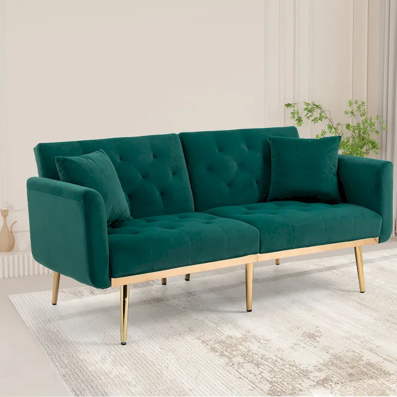65,35 Canapé-lit futon en velours avec dossier réglable