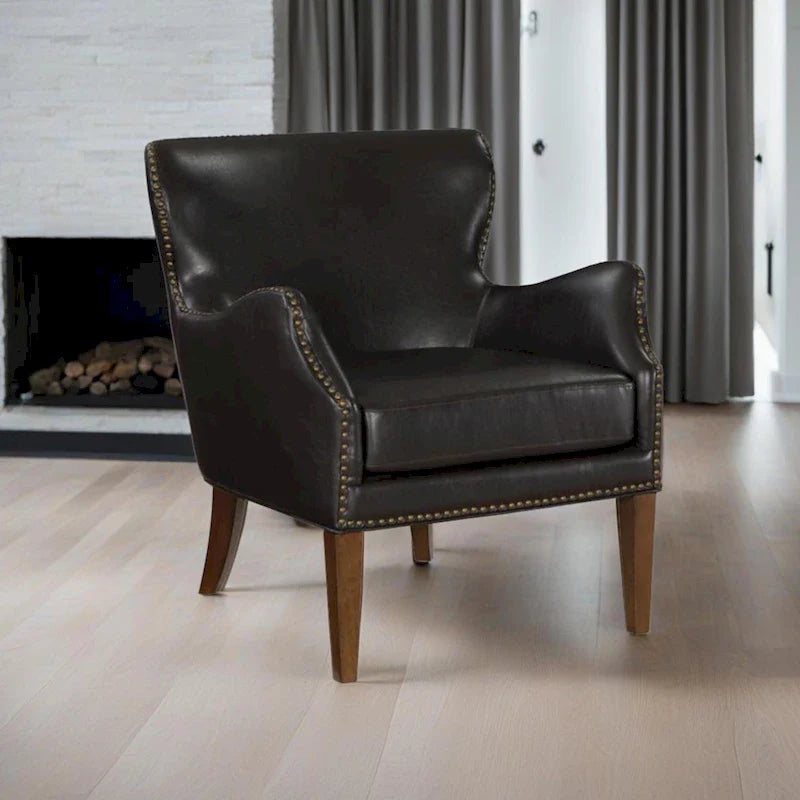 Fauteuil Daniela Deep Brown à dossier ailé et accoudoirs inclinés