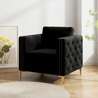 Fauteuil d'appoint pour salon, fauteuil rembourré avec pieds en métal, velours