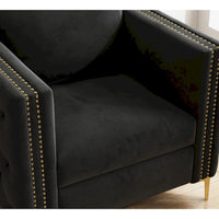 Fauteuil d'appoint pour salon, fauteuil rembourré avec pieds en métal, velours