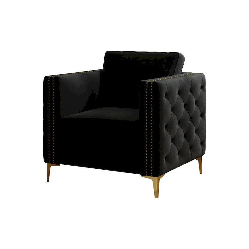Fauteuil d'appoint pour salon, fauteuil rembourré avec pieds en métal, velours
