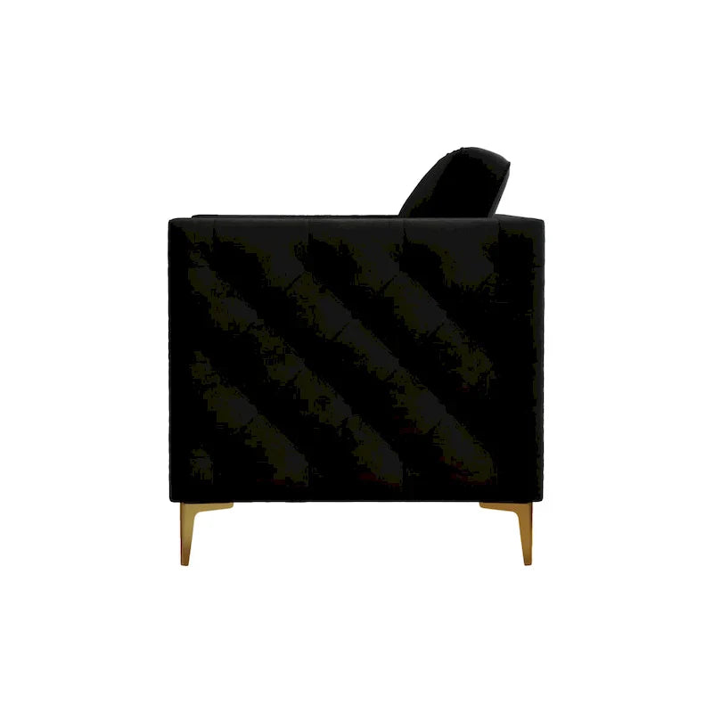 Fauteuil d'appoint pour salon, fauteuil rembourré avec pieds en métal, velours