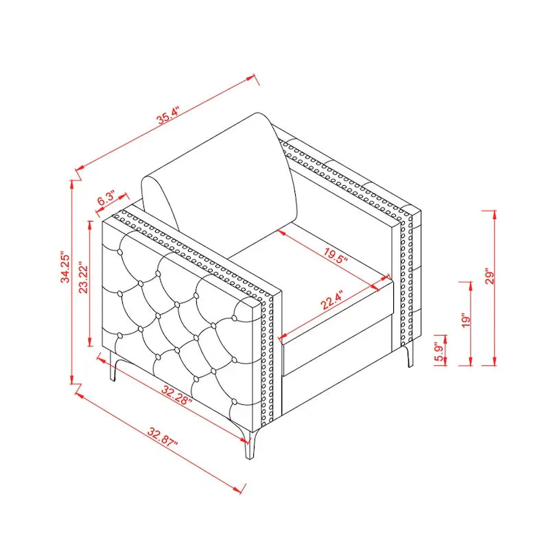 Fauteuil d'appoint pour salon, fauteuil rembourré avec pieds en métal, velours