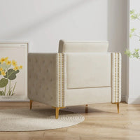 Fauteuil d'appoint pour salon, fauteuil rembourré avec pieds en métal, velours