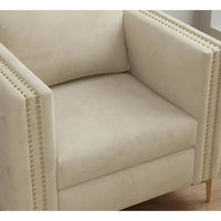 Fauteuil d'appoint pour salon, fauteuil rembourré avec pieds en métal, velours