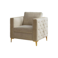 Fauteuil d'appoint pour salon, fauteuil rembourré avec pieds en métal, velours