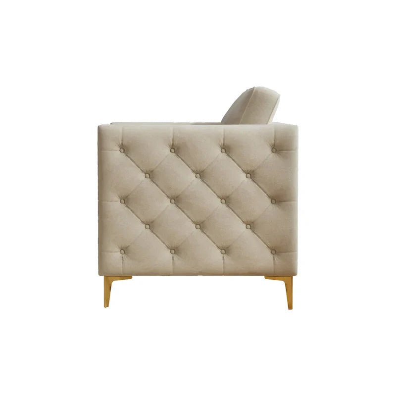 Fauteuil d'appoint pour salon, fauteuil rembourré avec pieds en métal, velours