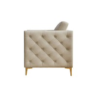 Fauteuil d'appoint pour salon, fauteuil rembourré avec pieds en métal, velours