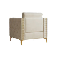 Fauteuil d'appoint pour salon, fauteuil rembourré avec pieds en métal, velours