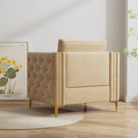 Fauteuil d'appoint pour salon, fauteuil rembourré avec pieds en métal, velours