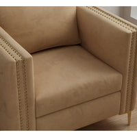 Fauteuil d'appoint pour salon, fauteuil rembourré avec pieds en métal, velours