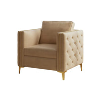 Fauteuil d'appoint pour salon, fauteuil rembourré avec pieds en métal, velours