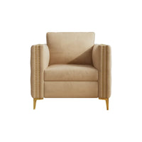 Fauteuil d'appoint pour salon, fauteuil rembourré avec pieds en métal, velours